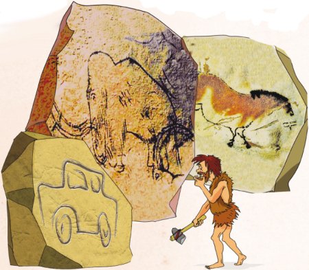 Древние люди рисуют в пещерах