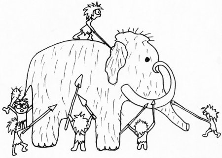 Раскраска охота на мамонта