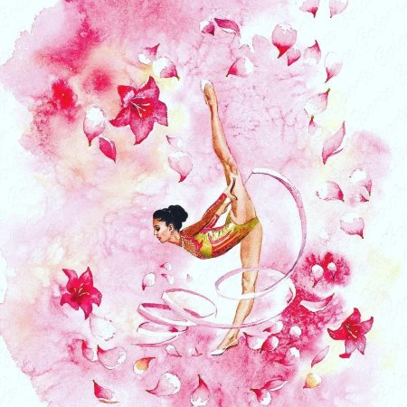 Гимнастка акварель