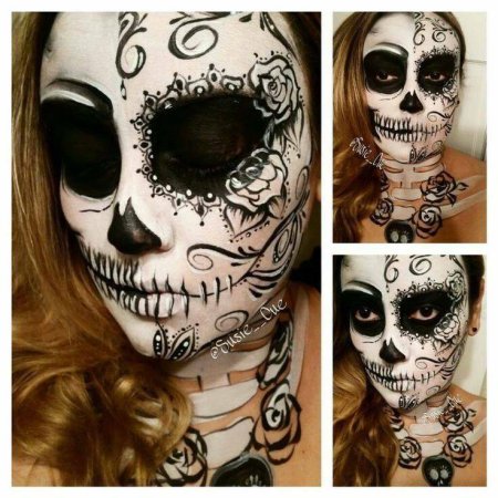 Макияж на Хэллоуин мексиканский скелет