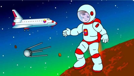 Космонавт в ракете