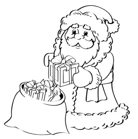 Раскраска дед Мороз с подарками