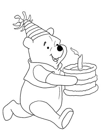 Винни пух с днем рождения раскраска