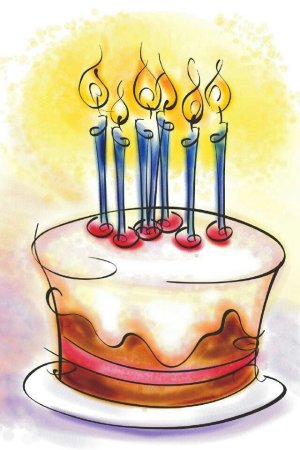 Торт со свечами нарисованный
