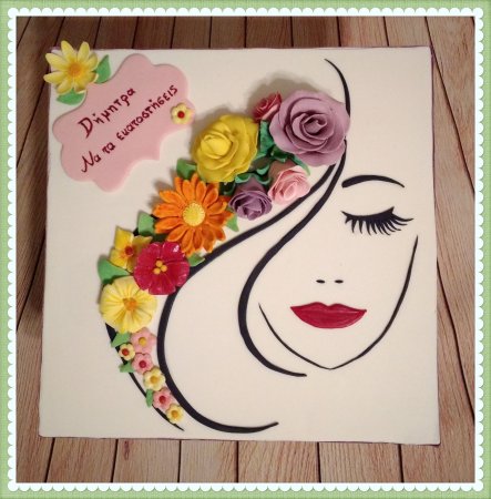 Лицо девушки рисунок для торта