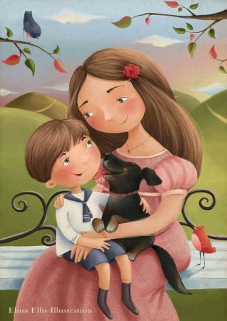 Силуэт мамы с дочкой на прозрачном фоне