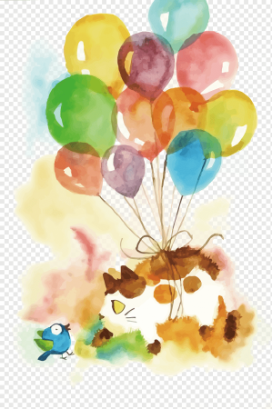 Воздушные шары акварель