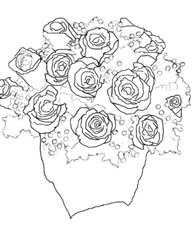 Ваза с цветами раскраска