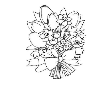 Букет для мамы раскраска
