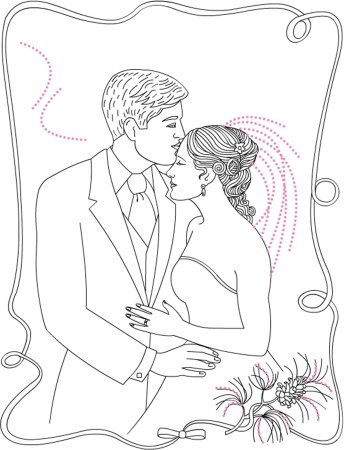 Открытка на свадьбу раскраска