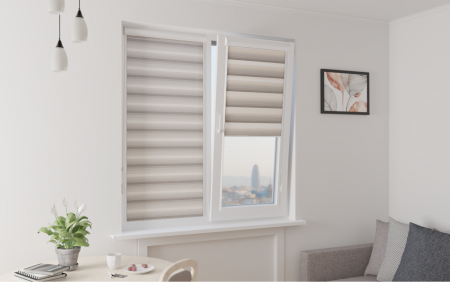 Рулонные жалюзи день ночь серые