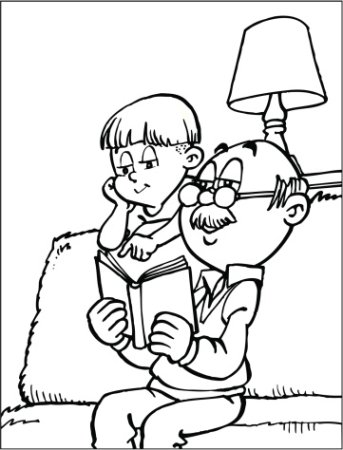 Раскраска дедушка и внук