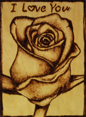 Роза выжигателем по дереву