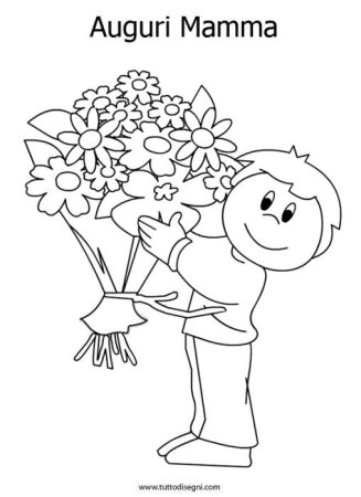 Раскраска мама с цветами для детей