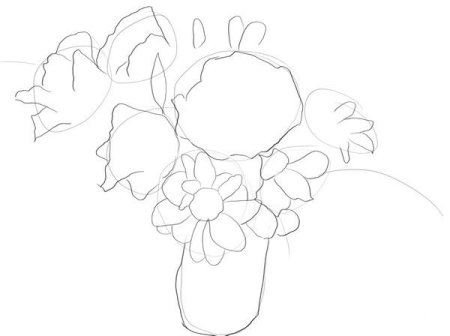 Букет для мамы рисунок карандашом