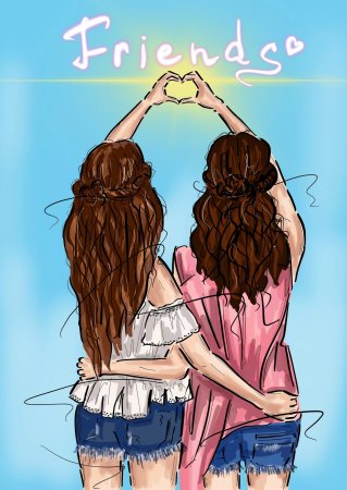 Открытка для подруги раскраска