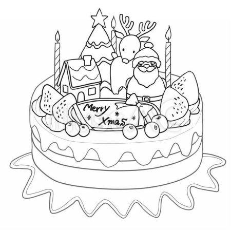Тортик на новый год раскраска