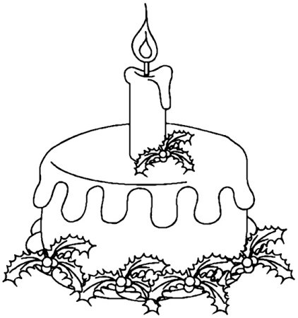 Дед Мороз с тортом рисунок