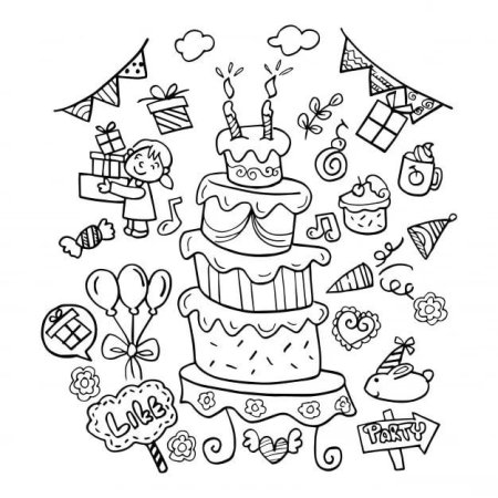 Раскраска "с днем рождения!"