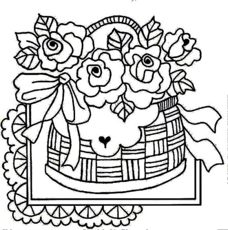 Корзина с цветами для выжигания по дереву