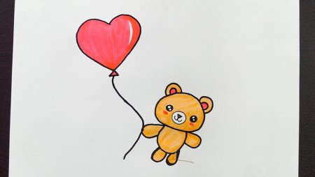 Рисунок мишки с сердечком в руках на день рождения (38 фото)