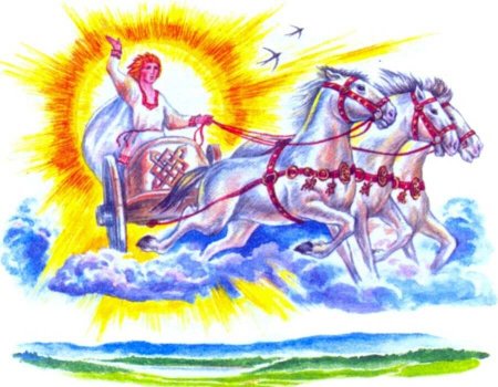 Славянский Бог Даждьбог на колеснице