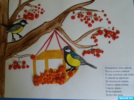 Аппликация на тему кормушка