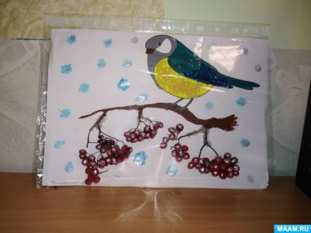 Птичка-синичка из крупы