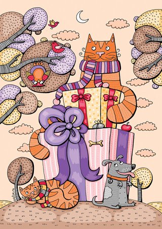 Модные коты иллюстрации