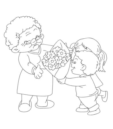 Бабушка рисунок раскраска