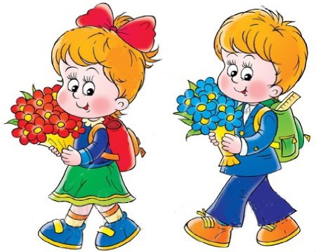 Мальчик и девочка идут в школу