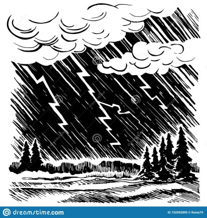 Гроза для срисовки карандашом