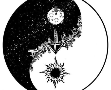 Рисунок в круге черно белый