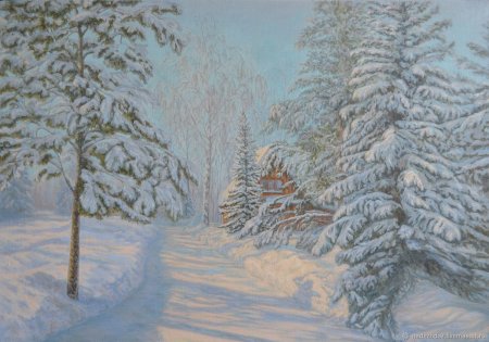 Солнечный морозный день живопись