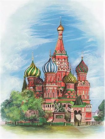 Московский храм Василия Блаженного нарисовать