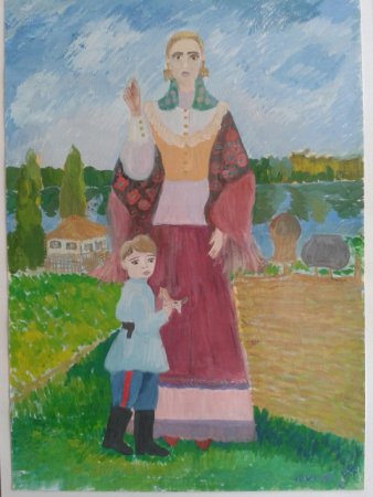 Рисунок ко Дню матери казачки