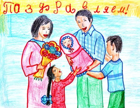 Мама папа я и брат рисунок