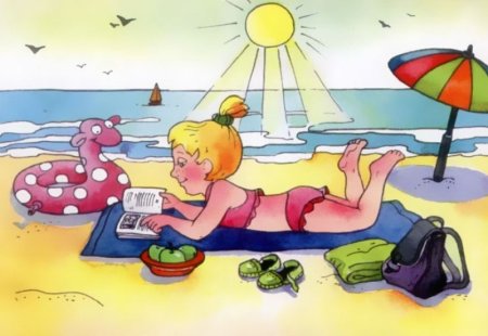 Лето дети загорают