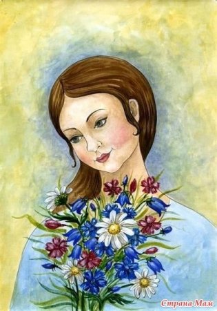 Рисуем маму с цветами