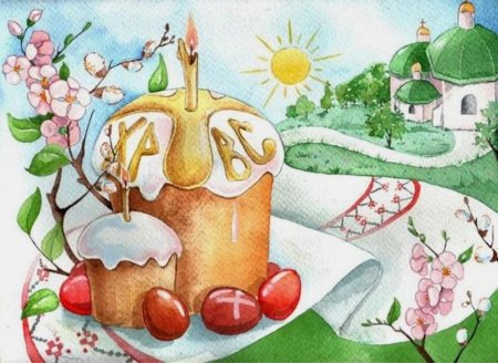Рисунок на тему Пасха