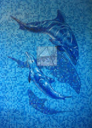 Мозаика дельфины панно