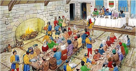 Пир в замке феодала в средние века
