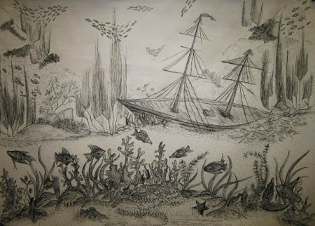 Затонувший корабль рисунок