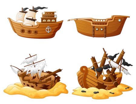 Затонувший корабль без фона