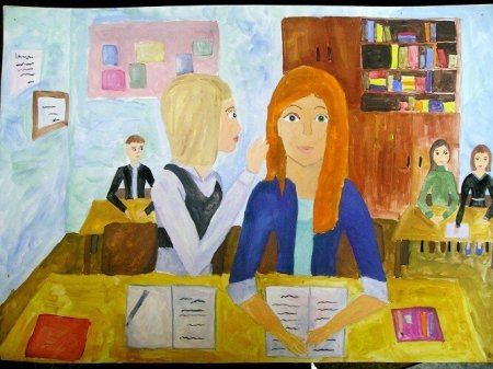 Детские рисунки на тему школа