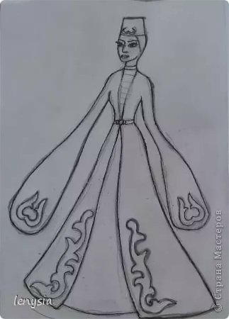 Национальный костюм кабардинцев для срисовке