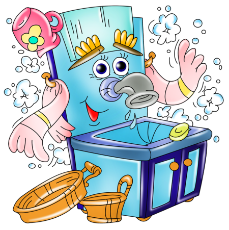 Мультяшка умывается