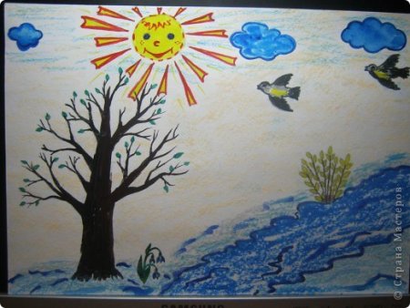 Весенний пейзаж акварелью