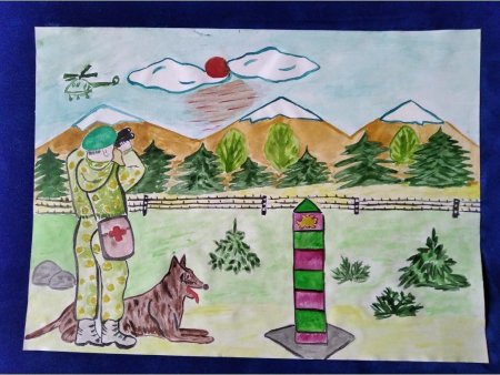 Рисование пограничник с собакой