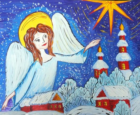 Рисунок на тему Рождество